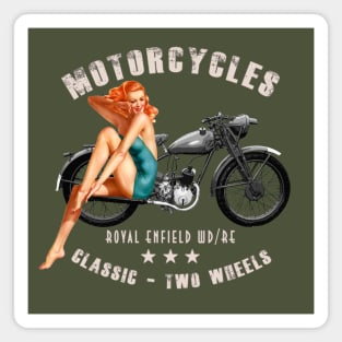 Pin up Girls Royal Enfield WDRE Vintage Motorcycle WW2 Magnet